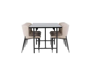 Astrid Matgrupp 200 cm Rektangulär med 6 Modesto stolar - Beige - Möbler - Bord & matgrupper - Matgrupper