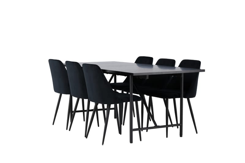 Astrid Matgrupp 200 cm Rektangulär med 6 Night stolar - Svart - Möbler - Bord & matgrupper - Matgrupper