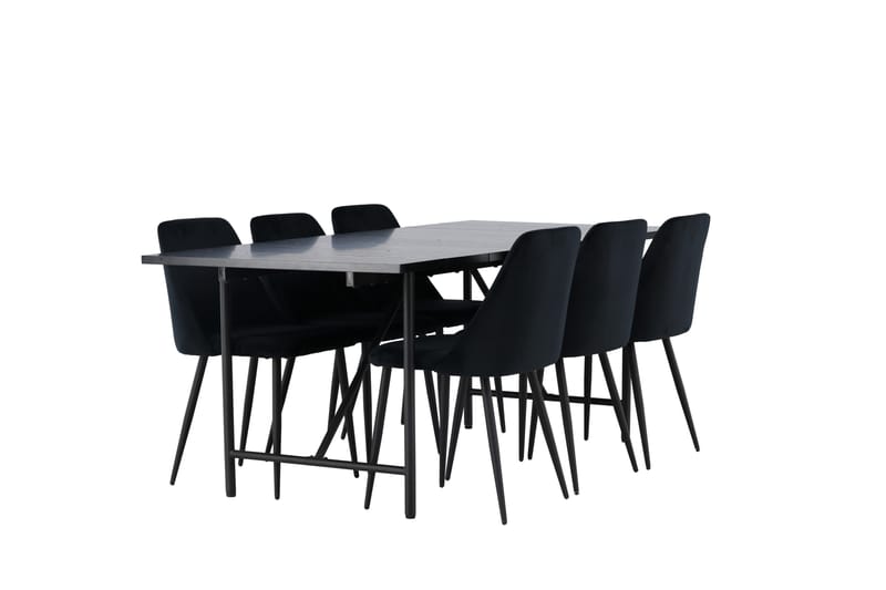 Astrid Matgrupp 200 cm Rektangulär med 6 Night stolar - Svart - Möbler - Bord & matgrupper - Matgrupper