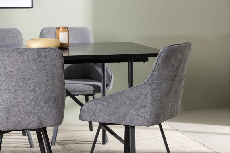 Astrid Matgrupp 200 cm Rektangulär med 6 Rosie stolar - Svart - Möbler - Bord & matgrupper - Matgrupper