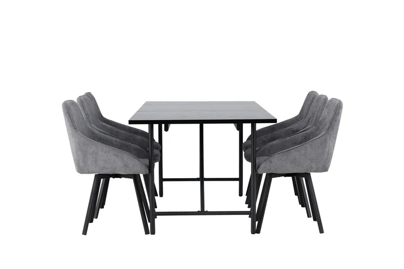 Astrid Matgrupp 200 cm Rektangulär med 6 Rosie stolar - Svart - Möbler - Bord & matgrupper - Matgrupper