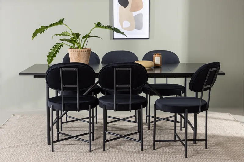 Astrid Matgrupp 200 cm Rektangulär med 6 Stella stolar - Svart - Möbler - Bord & matgrupper - Matgrupper
