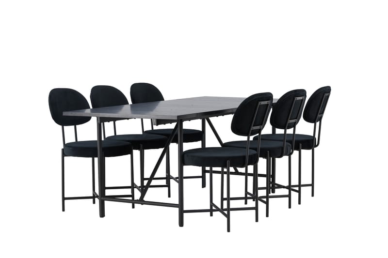Astrid Matgrupp 200 cm Rektangulär med 6 Stella stolar - Svart - Möbler - Bord & matgrupper - Matgrupper