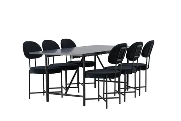 Astrid Matgrupp 200 cm Rektangulär med 6 Stella stolar - Svart - Möbler - Bord & matgrupper - Matgrupper