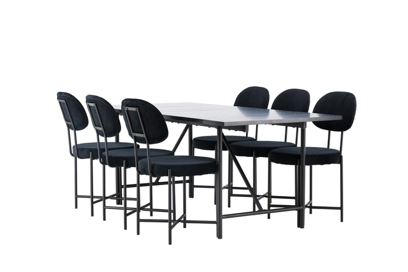 Astrid Matgrupp 200 cm Rektangulär med 6 Stella stolar - Svart - Möbler - Bord & matgrupper - Matgrupper