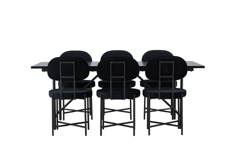 Astrid Matgrupp 200 cm Rektangulär med 6 Stella stolar, Svart