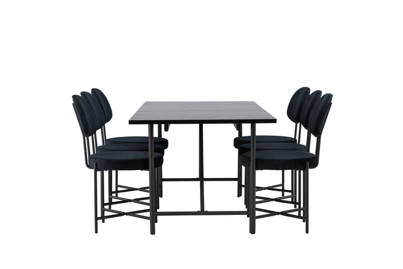 Astrid Matgrupp 200 cm Rektangulär med 6 Stella stolar - Svart - Möbler - Bord & matgrupper - Matgrupper