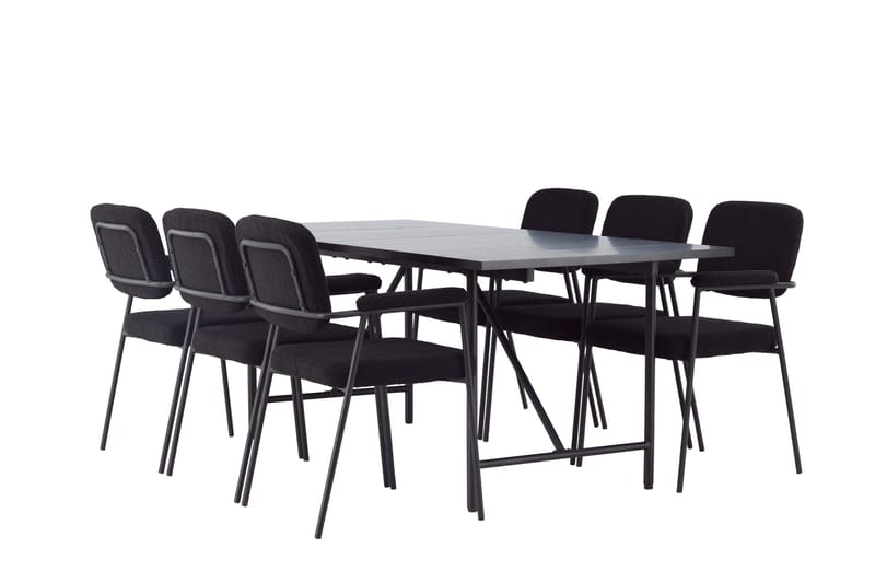 Astrid Matgrupp 200 cm Rektangulär med 6 Yesterday stolar - Svart - Möbler - Bord & matgrupper - Matgrupper