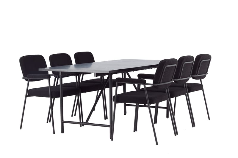 Astrid Matgrupp 200 cm Rektangulär med 6 Yesterday stolar - Svart - Möbler - Bord & matgrupper - Matgrupper