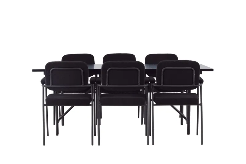 Astrid Stort Rektangulärt Matbord 200 cm med Valnöts- och Metallutseende - Svart - Möbler - Bord & matgrupper - Matbord & köksbord