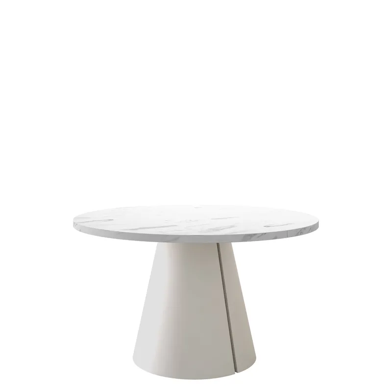 Aurion Förlängningsbart Runt Matbord 100-174 cm med Marmorutseende - Vit / Beige - Möbler - Bord & matgrupper - Matbord & köksbord