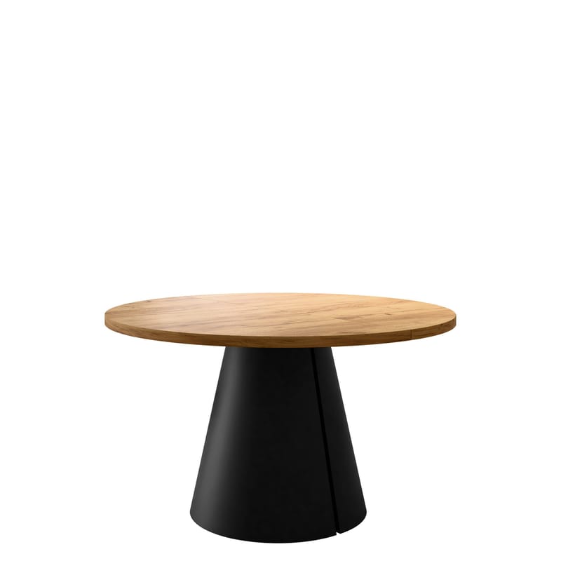 Aurion Förlängningsbart Runt Matbord 100-174 cm med Trä- och Ekutseende, Brun / Svart