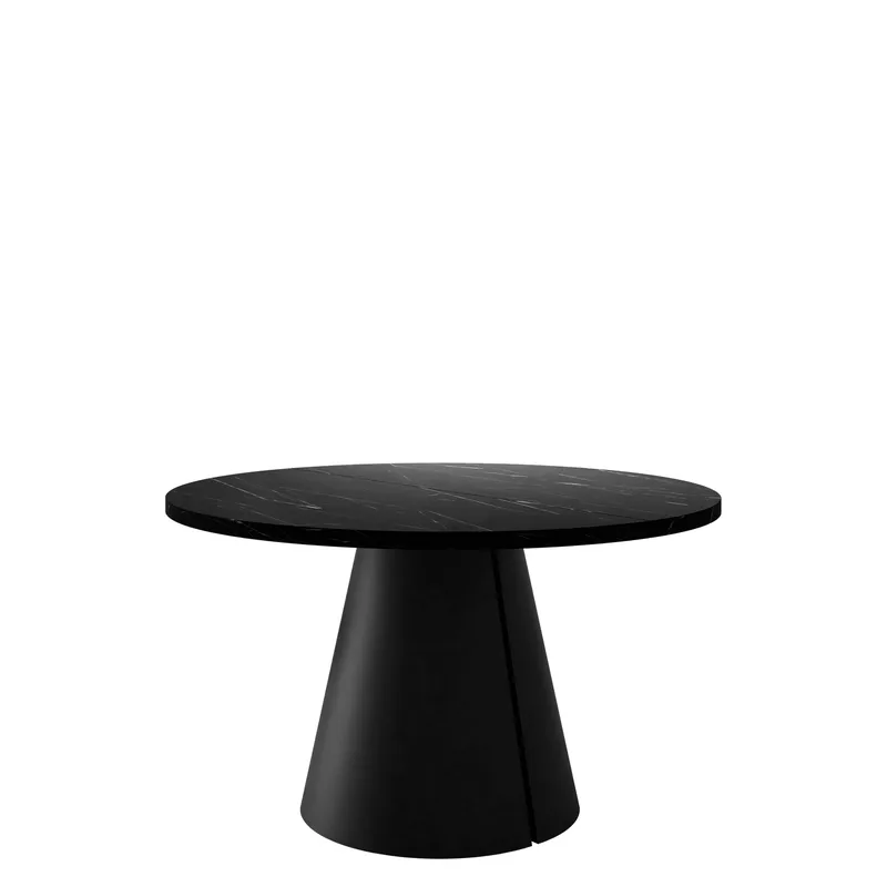 Aurion Förlängningsbart Runt Matbord 120-196 cm med Marmorutseende, Svart