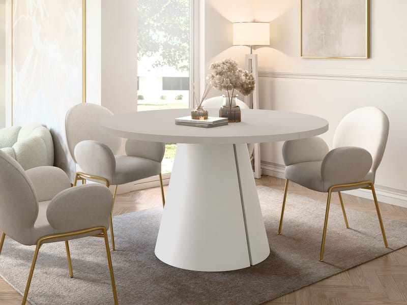 Aurion Matbord rund förlängningsbart 100-174 cm - beige - Möbler - Bord & matgrupper - Matbord & köksbord