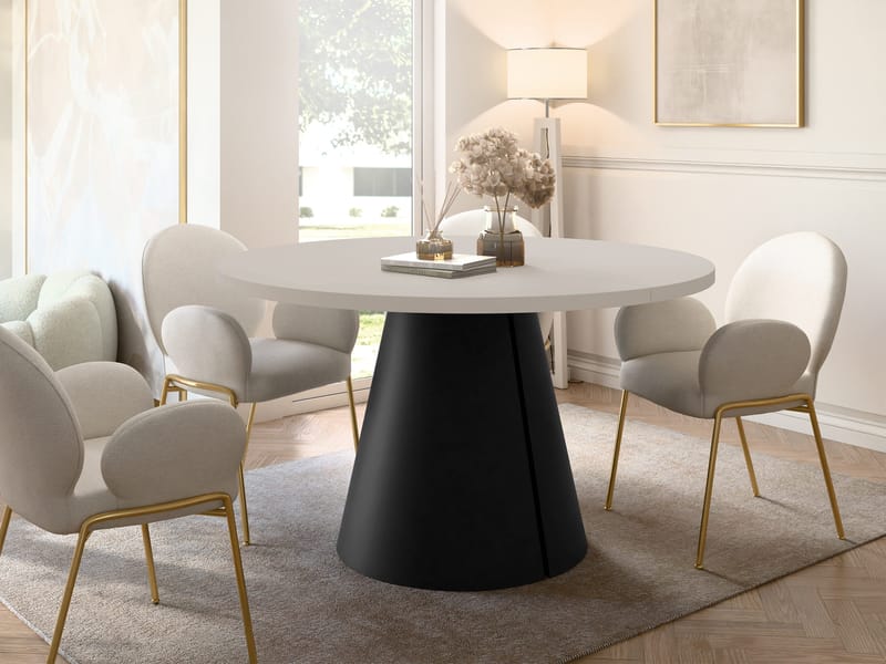 Aurion Matbord rund förlängningsbart 100-174 cm - Svart, beige - Möbler - Bord & matgrupper - Matbord & köksbord