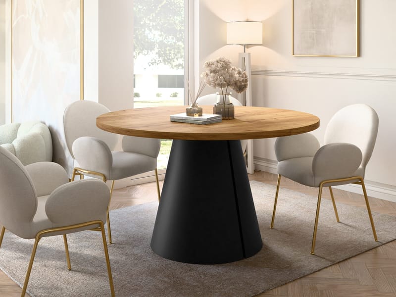 Aurion Matbord rund förlängningsbart 100-174 cm - Svart, natur - Möbler - Bord & matgrupper - Matbord & köksbord