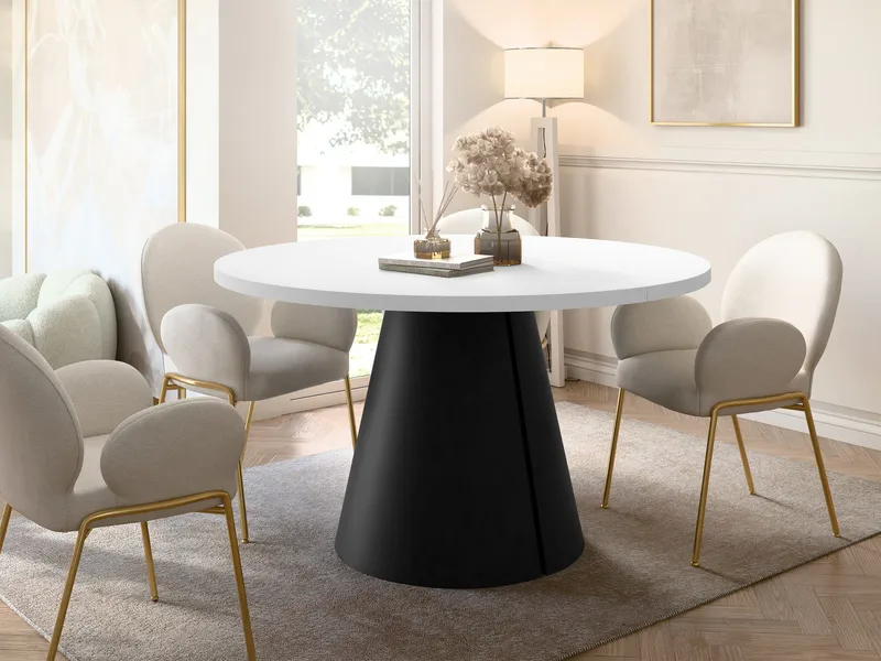 Aurion Matbord rund förlängningsbart 100-174 cm - svart, vit - Möbler - Bord & matgrupper - Matbord & köksbord