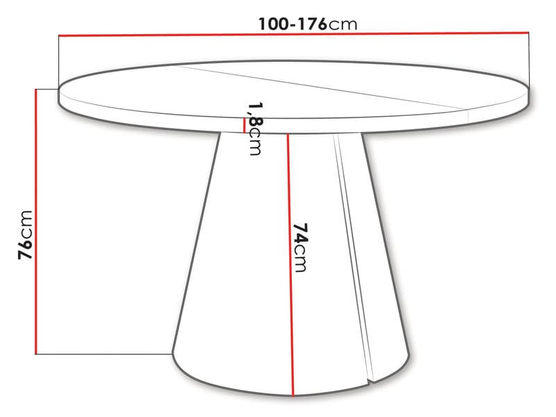 Aurion Matbord rund förlängningsbart 100-174 cm - svart, vit - Möbler - Bord & matgrupper - Matbord & köksbord