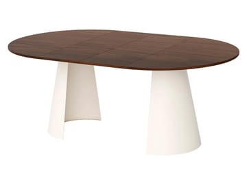 Aurion Matbord Rund Förlängningsbart 120-196 cm - beige travertin och mattsvart - Möbler - Bord & matgrupper - Matbord & köksbord
