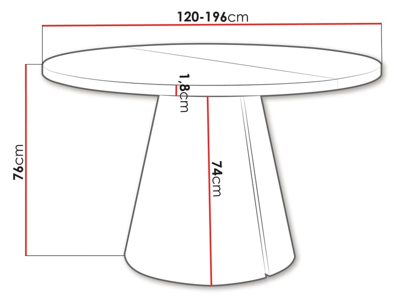 Aurion Matbord rund förlängningsbart 120-196 cm - svart, brun - Möbler - Bord & matgrupper - Matbord & köksbord