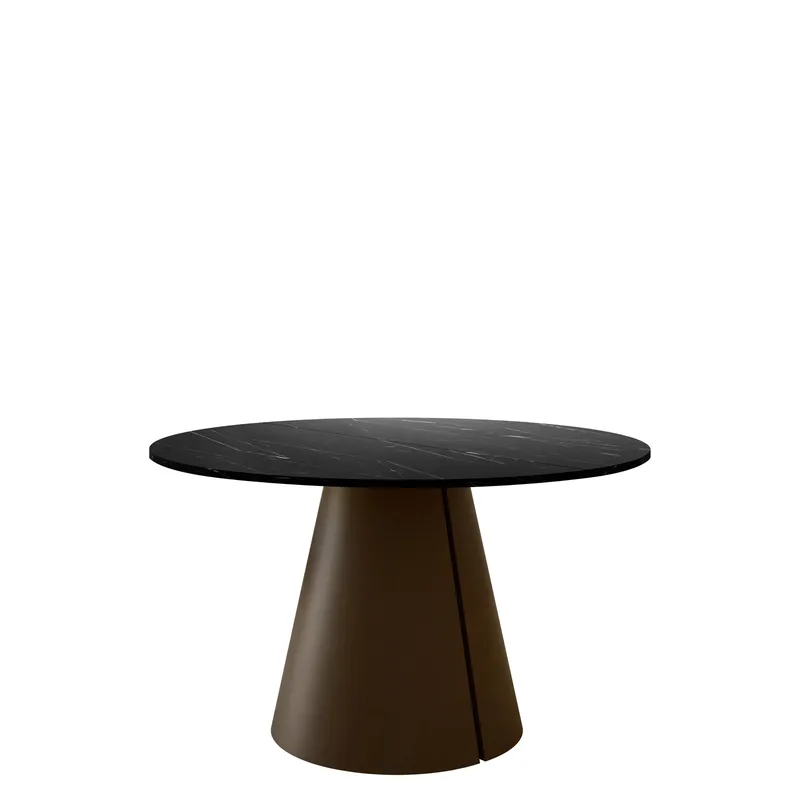Aurion Matbord Rund Förlängningsbart 120-196 cm, Svart marmor/Koppar
