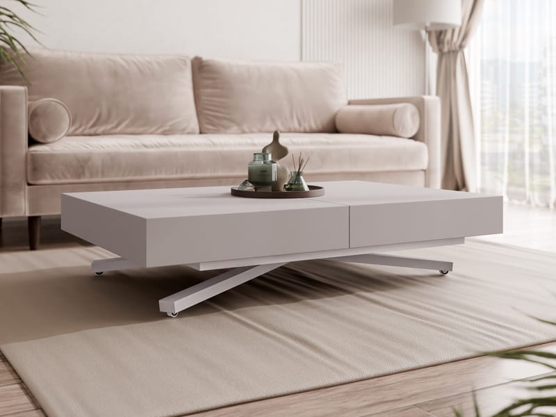Avendi 120 cm Rektangulärt Soffbord Utdragbart med Hjul i Målat Trä - Greige - Möbler - Bord & matgrupper - Soffbord