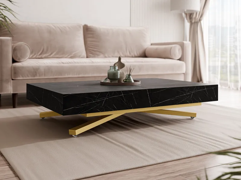 Avendi Soffbord 120 cm - Guld/svart marmor - Möbler - Bord & matgrupper - Soffbord