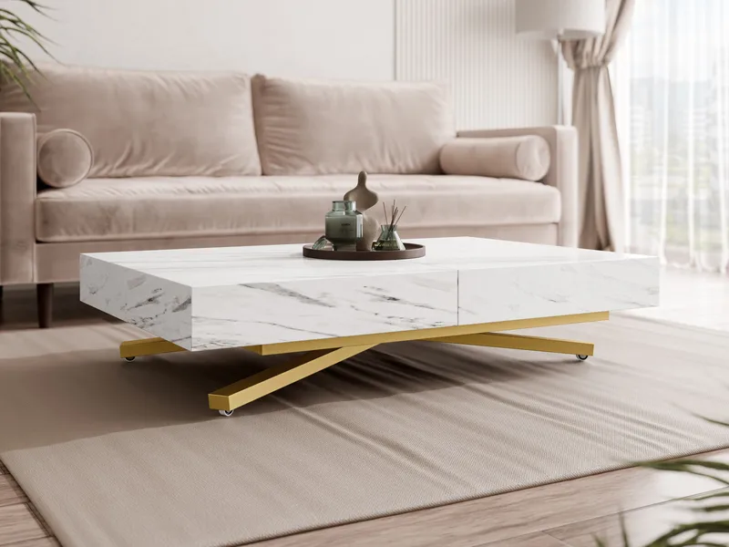 Avendi Soffbord 120 cm - Guld/vit marmor - Möbler - Bord & matgrupper - Soffbord
