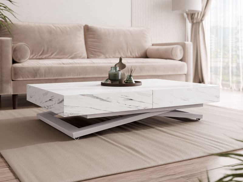 Avendi Soffbord 120 cm - Silver, vit marmor - Möbler - Bord & matgrupper - Soffbord