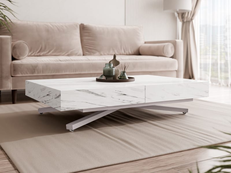 Avendi Soffbord 120 cm - Silver, vit marmor - Möbler - Bord & matgrupper - Soffbord