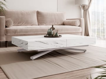 Avendi Soffbord 120 cm - Silver/vit marmor - Möbler - Bord & matgrupper - Soffbord