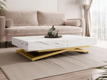 Avendi Soffbord förlängningsbart 200 cm - guld, vit marmor - Möbler - Bord & matgrupper - Soffbord