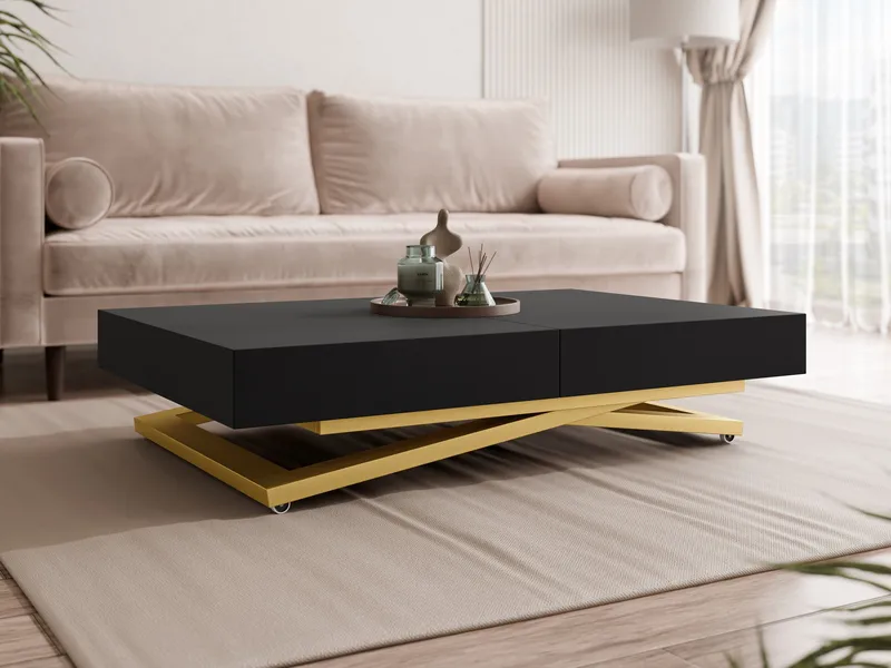 Avendi Soffbord förlängningsbart 200 cm - guld/svart - Möbler - Bord & matgrupper - Soffbord