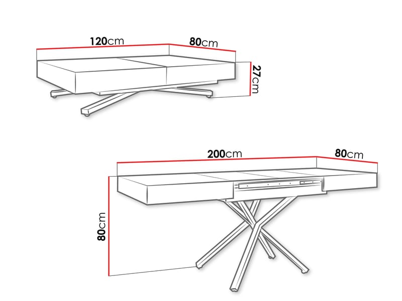 Avendi Soffbord förlängningsbart 200 cm - svart, grå - Möbler - Bord & matgrupper - Soffbord