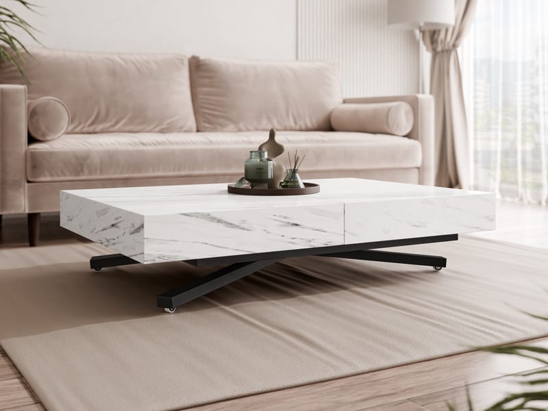 Avendi Soffbord förlängningsbart 200 cm - svart, vit marmor - Möbler - Bord & matgrupper - Soffbord