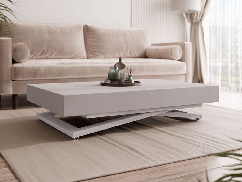 Avendi Utdragbart Rektangulärt Soffbord 120 cm med Hjul i Målat Trä - Beige - Möbler - Bord & matgrupper - Soffbord