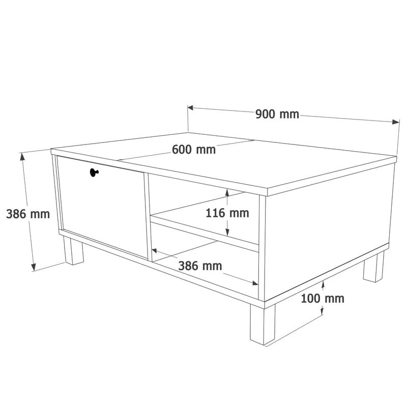 Avero Soffbord 90x38,6x60 cm - Vit och ek - Möbler - Bord & matgrupper - Soffbord