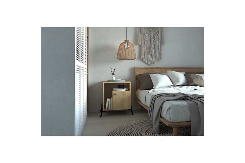 Abadan Sängbord 50 cm - Ek/Svart - Möbler - Bord & matgrupper - Avlastningsbord - Sängbord & nattduksbord