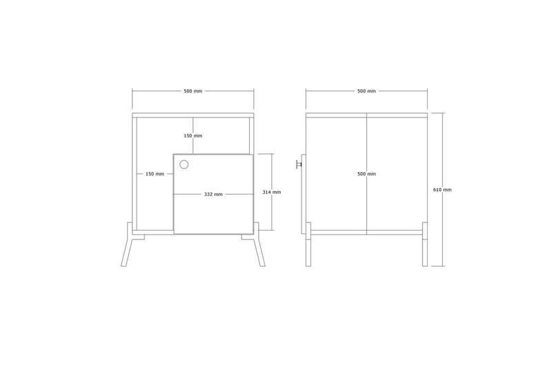 Abadan Sängbord 50 cm - Ek/Svart - Möbler - Bord & matgrupper - Avlastningsbord - Sängbord & nattduksbord