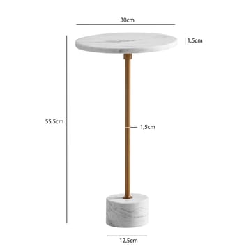 Aelros Sidobord 30 cm - vit marmor med grå ådring och guld - Möbler - Bord & matgrupper - Avlastningsbord - Konsolbord & sidobord