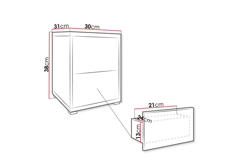 Agawal Sängbord 30 cm - Brun - Möbler - Bord & matgrupper - Avlastningsbord - Sängbord & nattduksbord