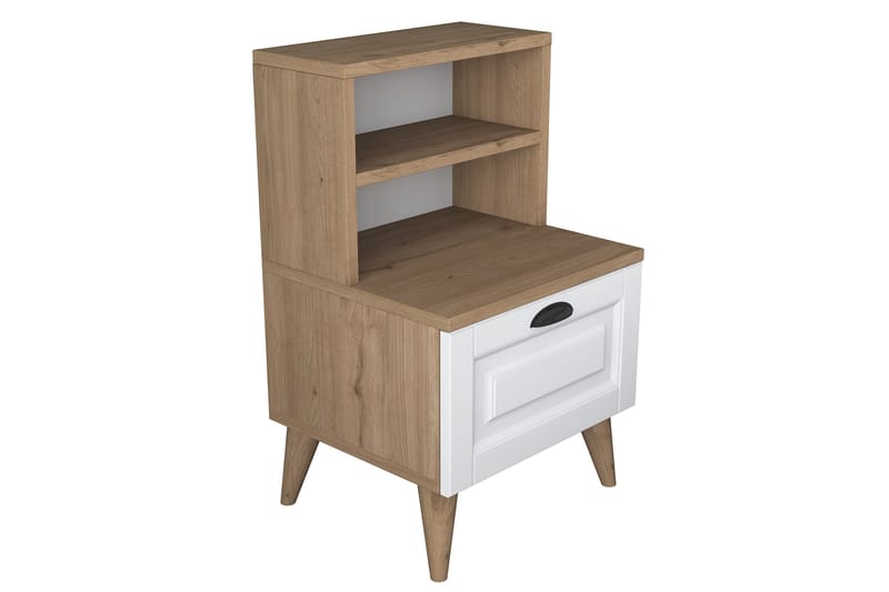 Akashya Sängbord 45x40 cm Brun/Vit - Hanah Home - Möbler - Bord & matgrupper - Avlastningsbord - Sängbord & nattduksbord