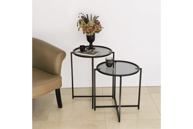 Akeno Sidobord 60x50 cm Svart - Hanah Home - Möbler - Bord & matgrupper - Avlastningsbord - Lampbord