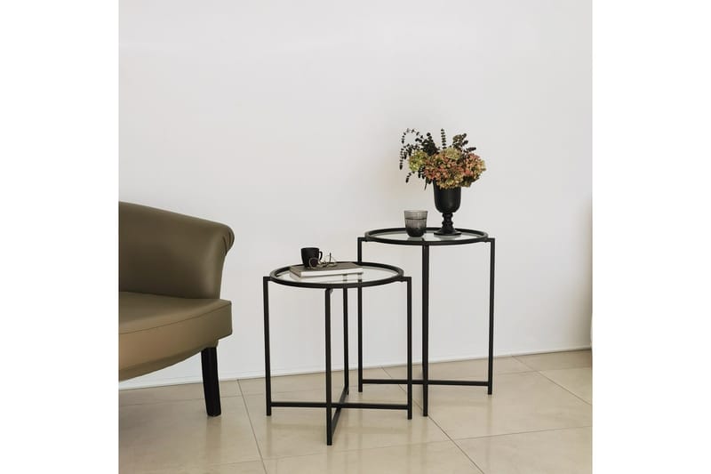 Akeno Sidobord 60x50 cm Svart - Hanah Home - Möbler - Bord & matgrupper - Avlastningsbord - Lampbord