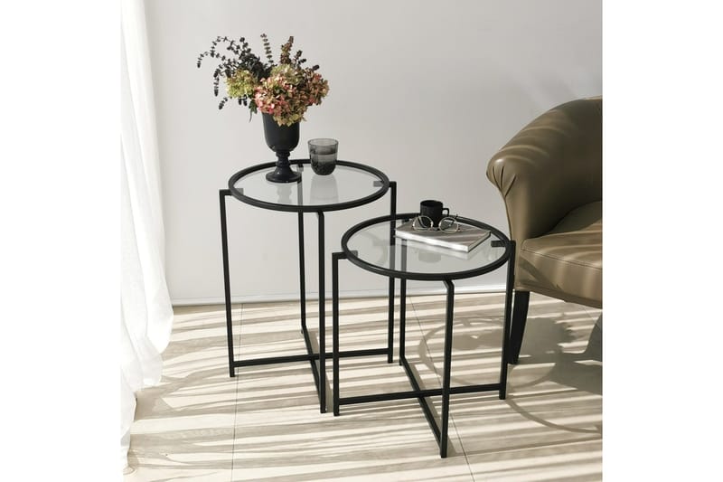 Akeno Sidobord 60x50 cm Svart - Hanah Home - Möbler - Bord & matgrupper - Avlastningsbord - Lampbord