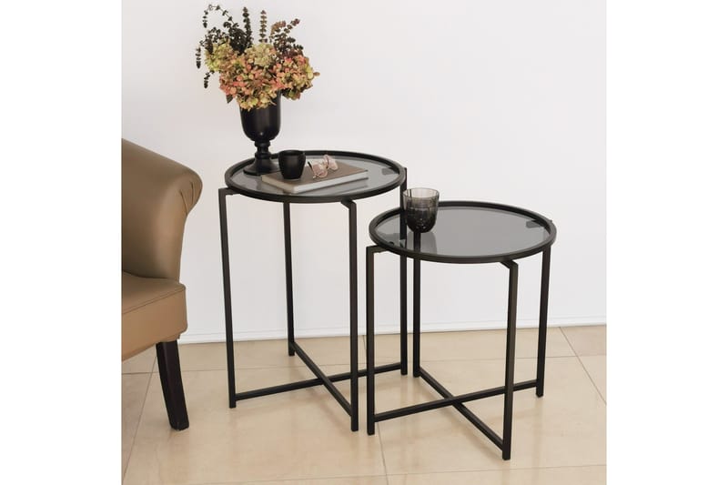 Akeno Sidobord 60x50 cm Svart - Hanah Home - Möbler - Bord & matgrupper - Avlastningsbord - Lampbord