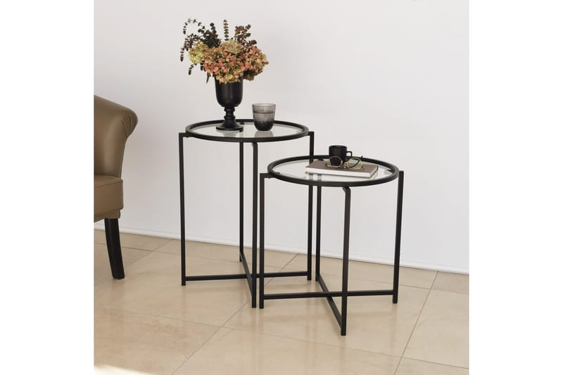 Akeno Sidobord 60x50 cm Svart - Hanah Home - Möbler - Bord & matgrupper - Avlastningsbord - Lampbord