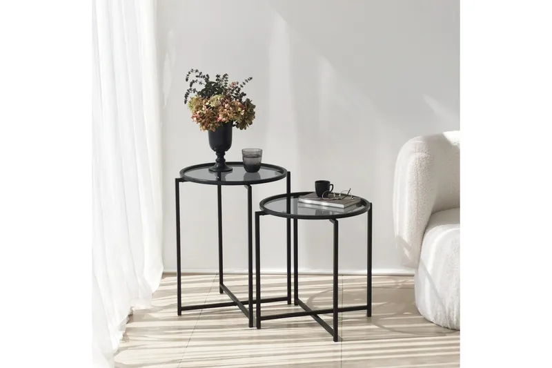 Akeno Sidobord 60x50 cm Svart, Hanah Home