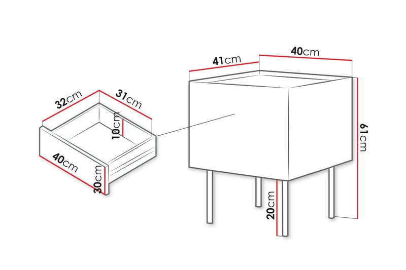 Akie Sängbord 40 cm - Beige - Möbler - Bord & matgrupper - Avlastningsbord - Sängbord & nattduksbord