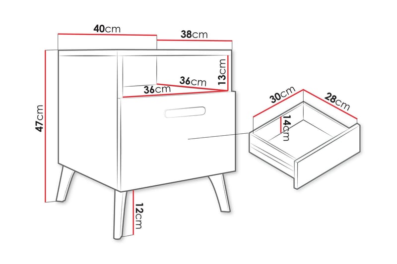 Akihiko Sängbord 40 cm - Cashmere - Möbler - Bord & matgrupper - Avlastningsbord - Sängbord & nattduksbord